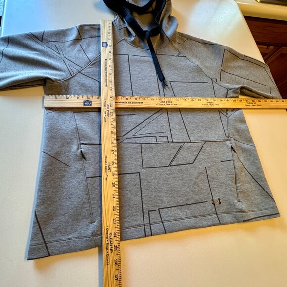 Under Armour Spacer Burnout Hoodie XL Gray Print Loose Fit Pockets Thumbholes - Picture 6 of 9